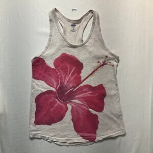 Old Navy Girls Summer Tee size M Beige Sleeveless hibiscus flower print